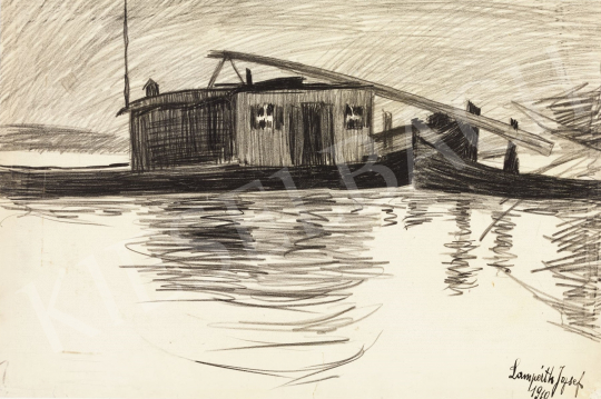  Nemes Lampérth József - Uszály és csónak, 1910 festménye