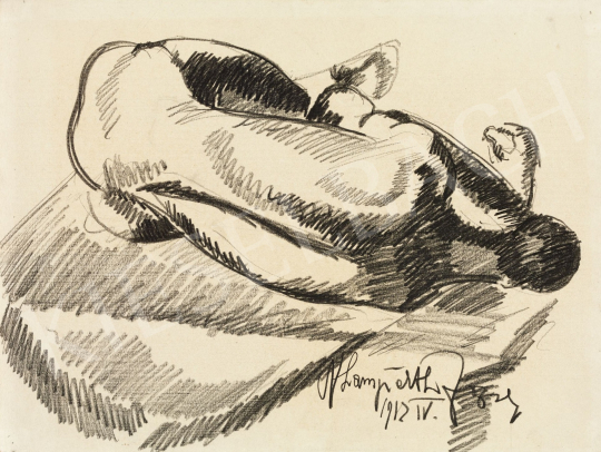  Nemes Lampérth, József - Nude Lying, 1912 painting
