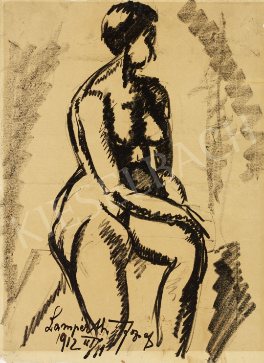  Nemes Lampérth, József - Female Nude Sitting, 1912 painting