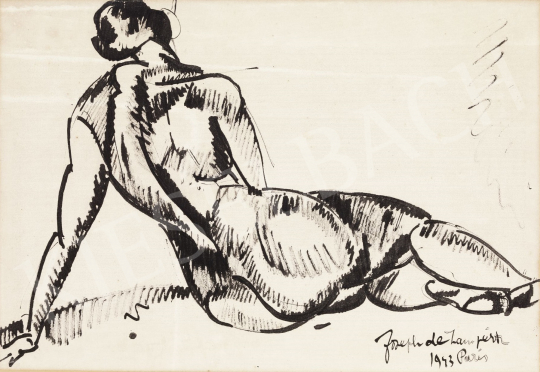  Nemes Lampérth, József - Nude Sitting, 1913 painting