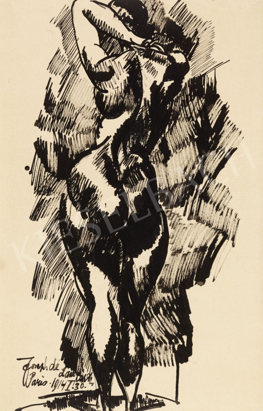  Nemes Lampérth József - Női hátakt, 1914 festménye