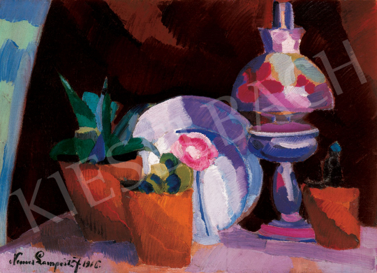  Nemes Lampérth, József - Still Life with Lamp, 1916 painting