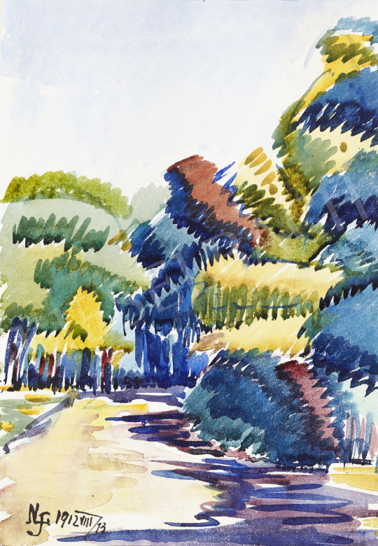  Nemes Lampérth, József - Park View (Leafy Trees), 1912 painting