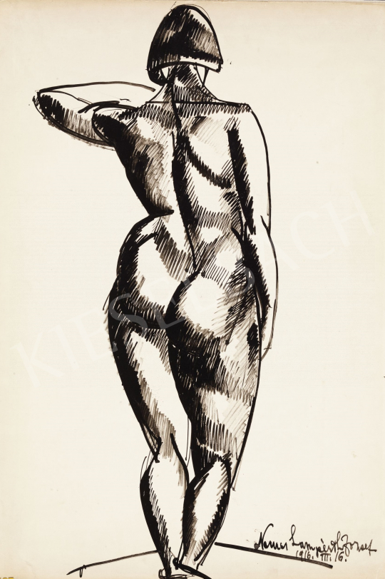  Nemes Lampérth, József - Female Nude Standing, 1916 painting