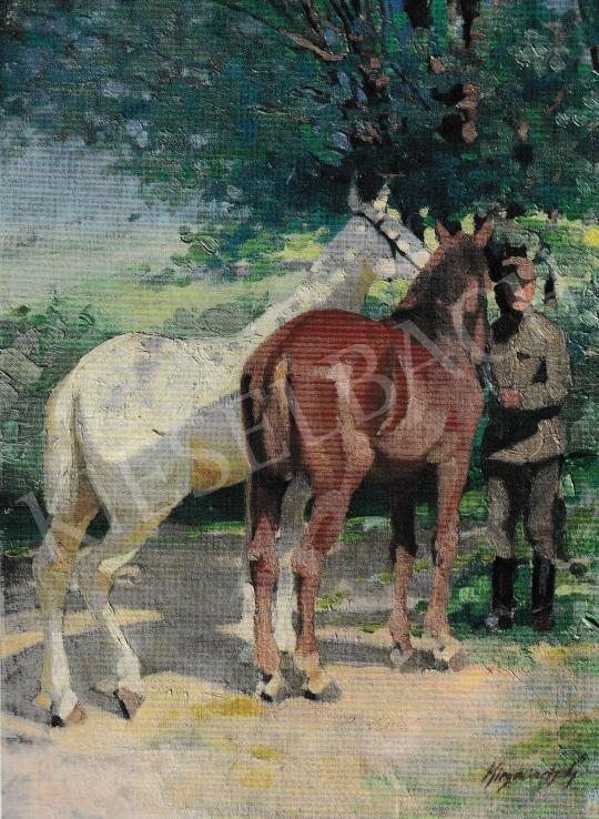  Kieselbach Géza - Katona lovakkal, 1920-1930 festménye