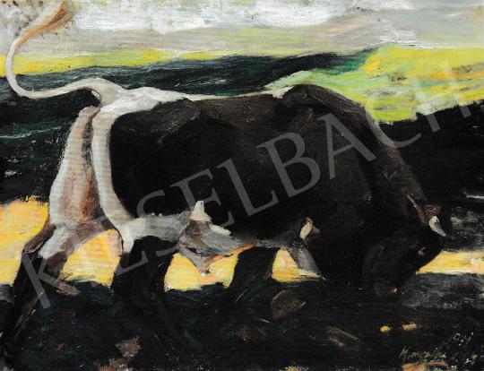  Kieselbach Géza - Támadó bika, 1931 festménye