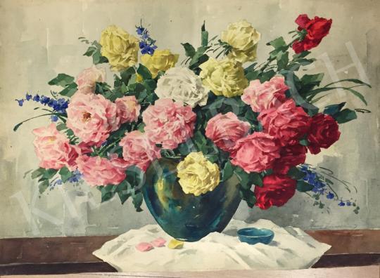  Komáromi-Kacz, Endréné (Kiss, Sarolta) - Flower Still-Life with Roses painting