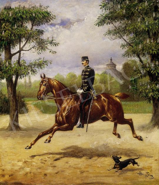 Ismeretlen osztrák festő, 1887 - Osztrák lovastiszt a Prate-ben | 7. Aukció aukció / 164 tétel