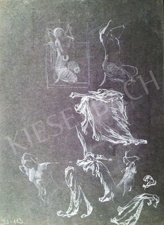  Stein János Gábor - Női alak és fátyol fázisrajz festménye