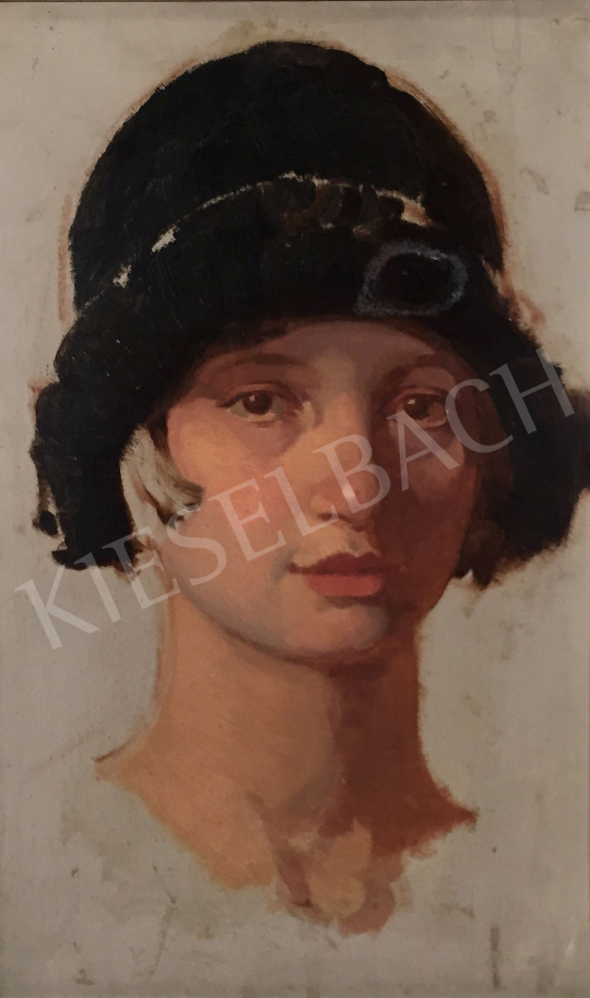  Stein, János Gábor - Female Portrait with Hat painting