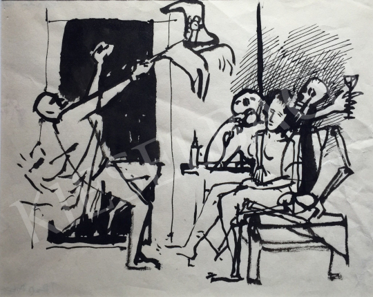 Kondor, Béla - Bar Scene painting