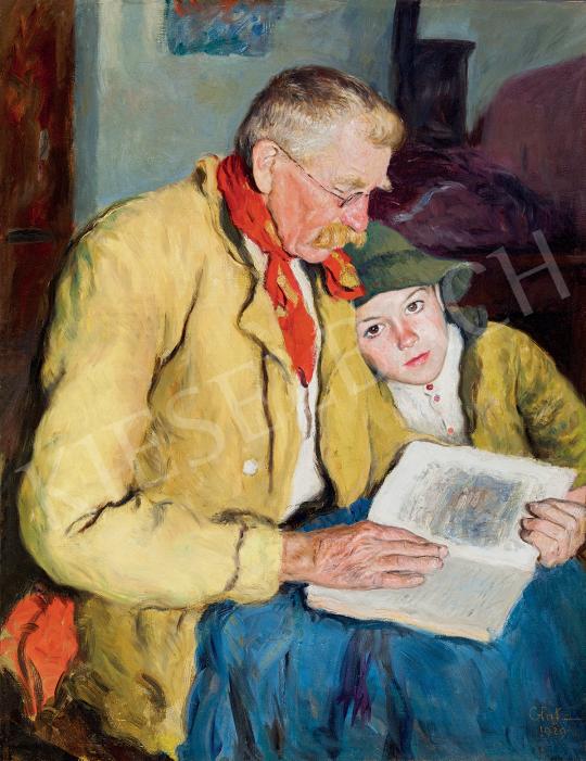  Glatz, Oszkár - Grandfather Reading (Reading Fairy Tale) painting