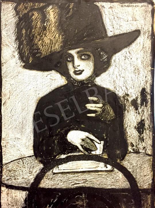  Unknown Hungarian painter, about 1910 - Chic Girl with Hat painting