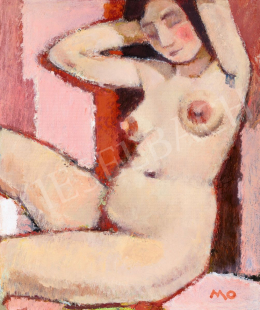  Mohy, Sándor (Mohi Sándor) - Nude (Model with a Striped Drapery) 