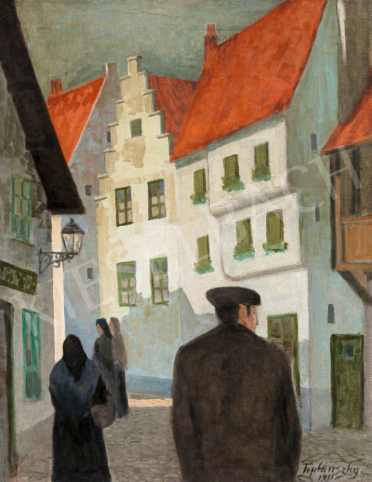 Teplánszky Sándor - Német város (Délutáni séta), 1911 | 56. Őszi Aukció aukció / 28 tétel