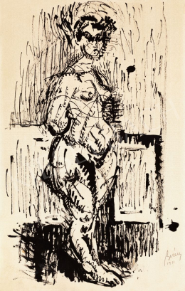 Berény, Róbert - Female Nude Standing, 1911 