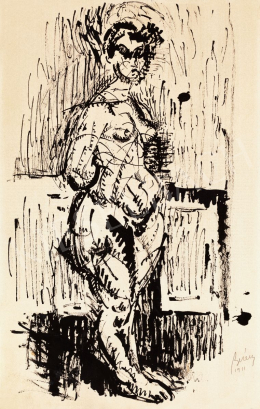 Berény, Róbert - Female Nude Standing, 1911 