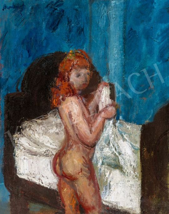 Berény Róbert - Vörös hajú modell kék szobában | 56. Őszi Aukció aukció / 105 tétel