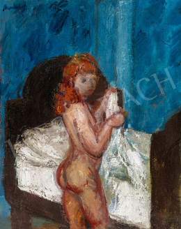 Berény, Róbert - Model with Red Hair in a Blue Room 