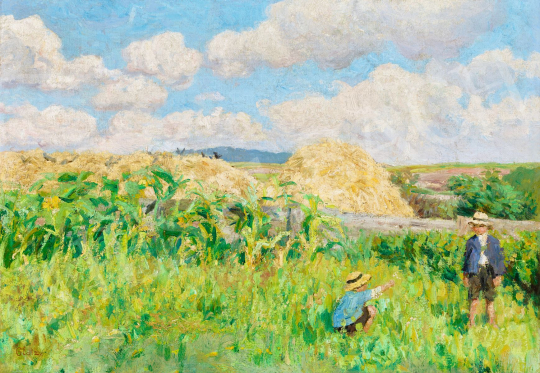  Glatz, Oszkár - Children Picking Flowers in the Sunlit Field | 56th Autumn Auction auction / 112 Lot