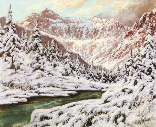 Neogrády, László - Sunlit Winter Forest with a Brook | 56th Autumn Auction auction / 114 Lot