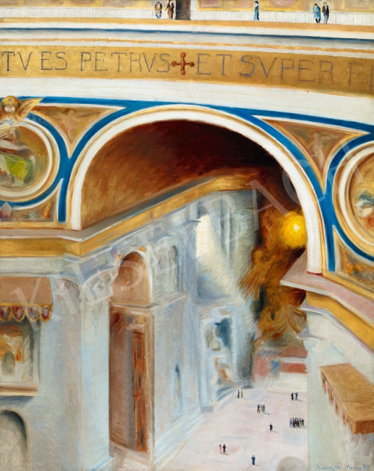  Hubay Cebrián Andor - Turisták Rómában (Távlat a Michelangelo kupolából), 1927 | 56. Őszi Aukció aukció / 142 tétel