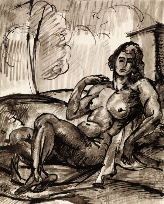  Pór Bertalan - Vázlat a Vágyódás tiszta szerelemre című képhez, 1910 körül | 56. Őszi Aukció aukció / 144 tétel