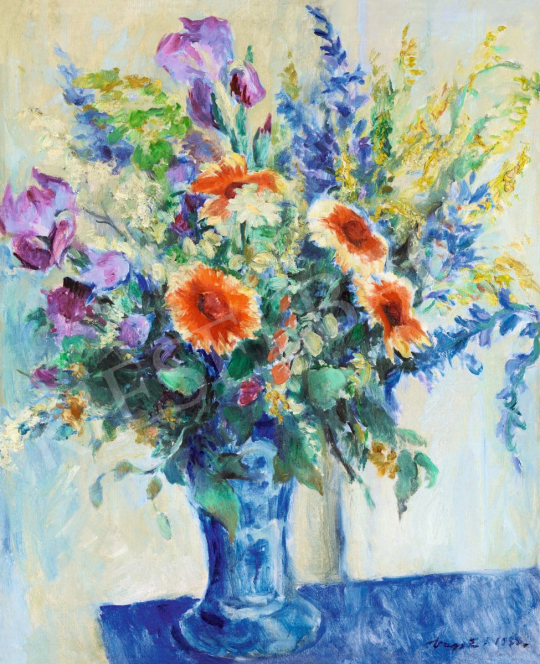 Vass Elemér - Virágcsendélet kék vázában, 1933 | 56. Őszi Aukció aukció / 168 tétel
