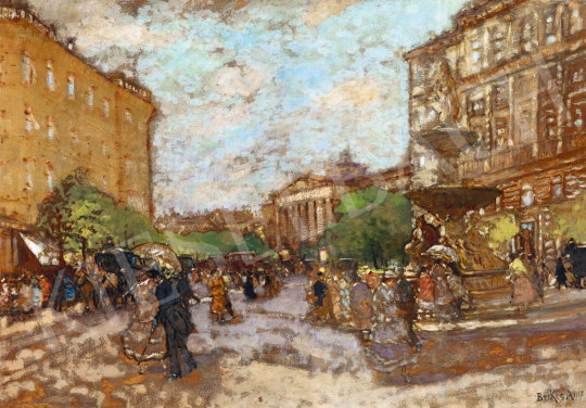  Berkes Antal - A Kálvin tér a háttérben a Nemzeti Múzeummal, 1917 | 56. Őszi Aukció aukció / 190 tétel