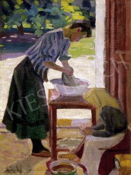 Unknown painter from Nagybánya, with HV initi - Washer-women 