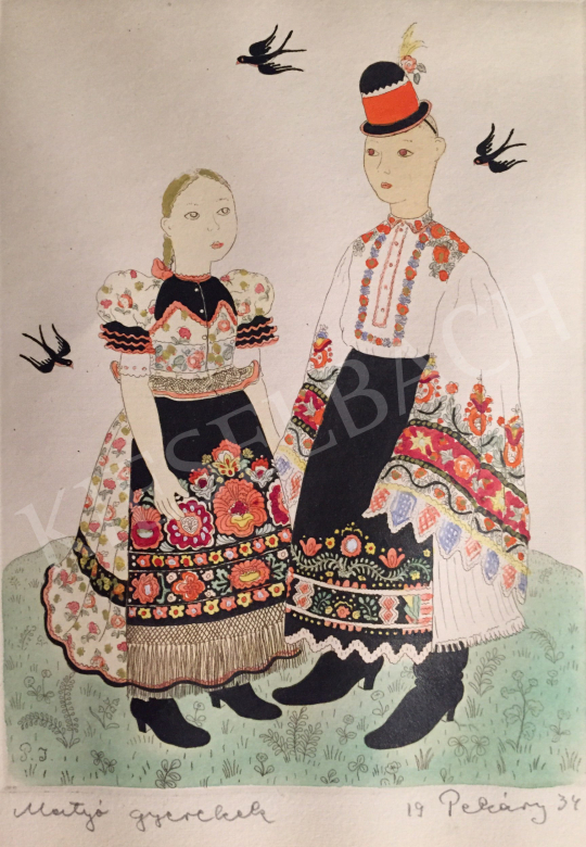 Pekáry, István - Figures in traditional costume, 1934 painting