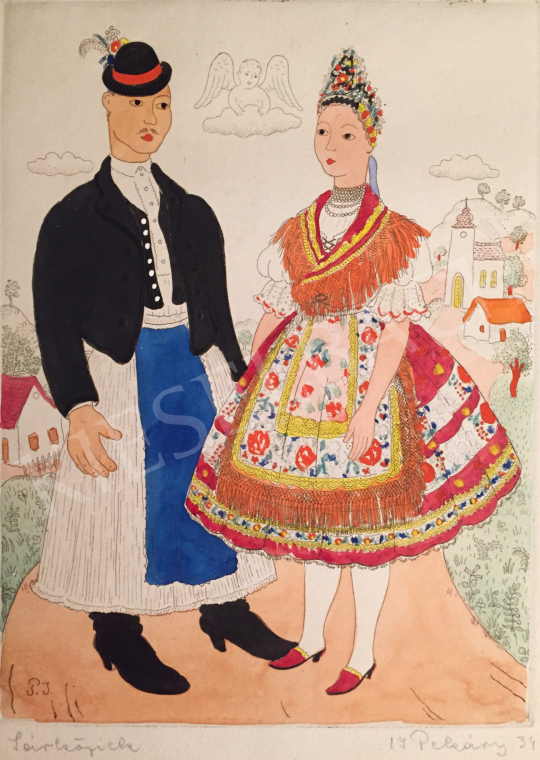 For sale Pekáry, István - Figures in traditional costume, 1934 's painting