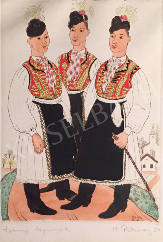 For sale Pekáry, István - Figures in traditional costume, 1934 's painting