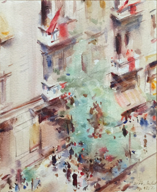 Diósy, Antal (Dióssy Antal) - Budapest Street, 1952 painting