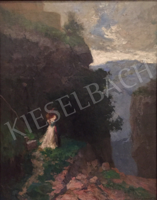 Náray Aurél - Szerelmes pár tájban festménye