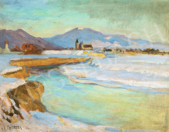 Thorma, János - Nagybány in Winter with the István Tower in the Background | 57th Winter Auction auction / 108 Lot
