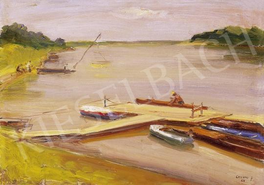  Chiovini, Ferenc - Landing-stage by the river Tisza | 7th Auction auction / 260 Lot