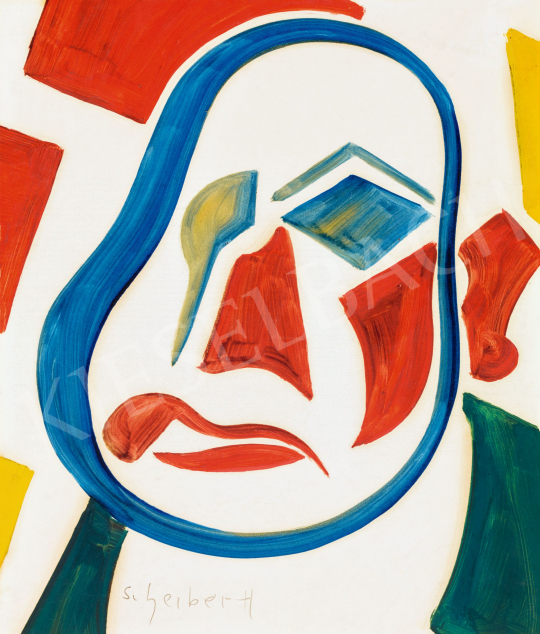  Scheiber Hugó - Absztrakt önarckép (Önarckép négy színnel), 1928 körül | 57. Téli Aukció aukció / 161 tétel