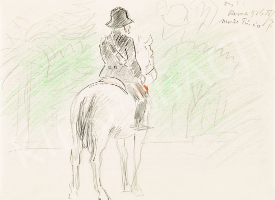 Vaszary János - Római lovas a Monte Pincio domb parkjában, 1926 | 57. Téli Aukció aukció / 210 tétel