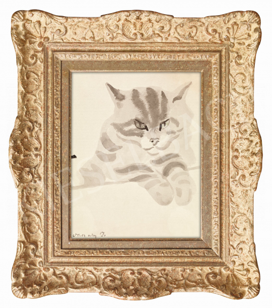  Vaszary, János - Watching You (Cat) | 57th Winter Auction auction / 1 Lot