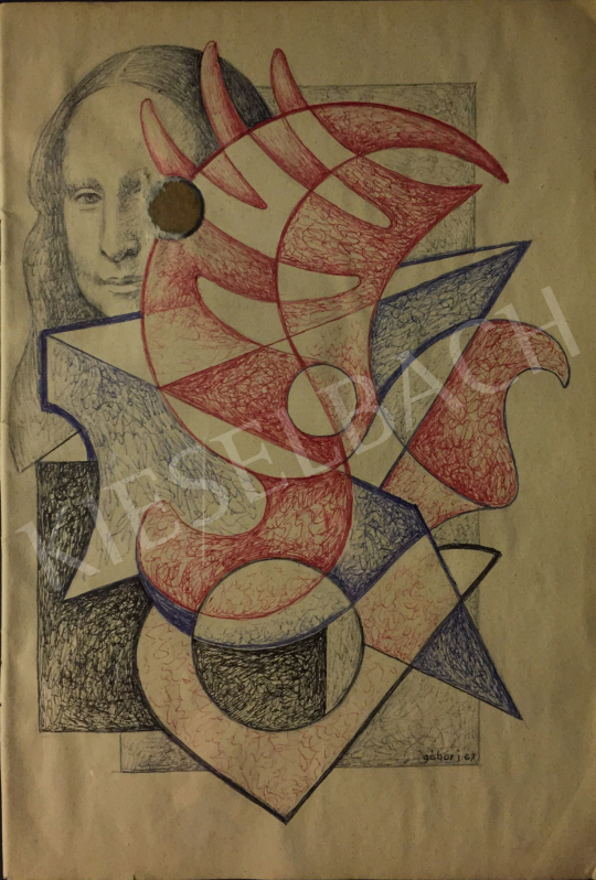  Gábor, Jenő - Wavy and Cubist Forms, 1967 painting