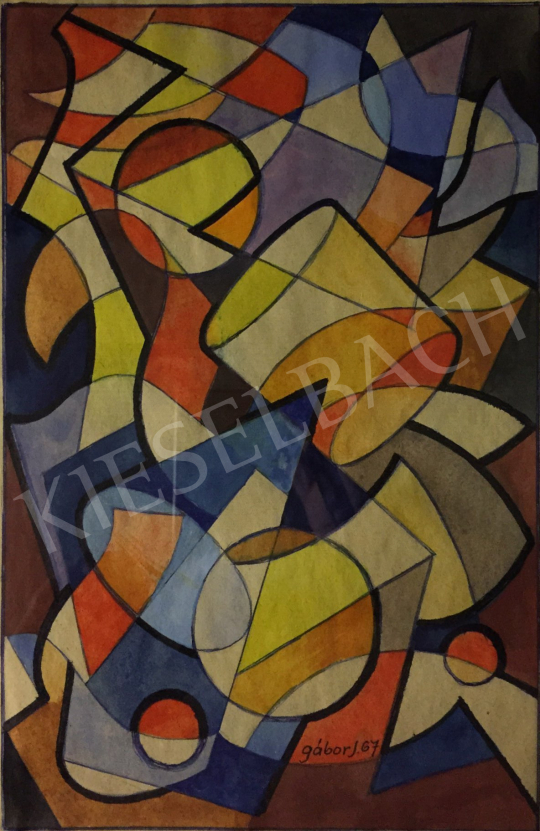  Gábor, Jenő - Geometric Composition, 1967 painting