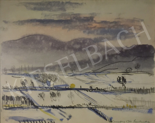 For sale  Cserepes, István - Snowy Landscape in front of the Hillside (Szentendre), 1941 's painting