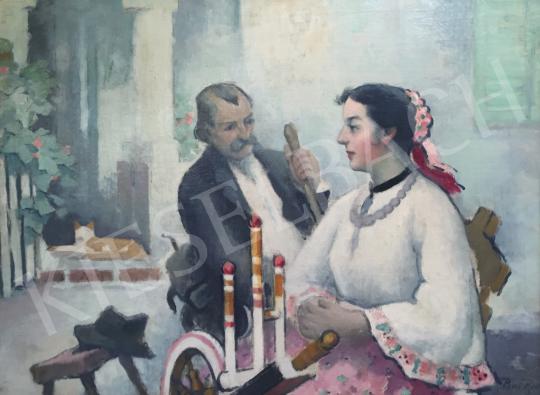 For sale Pécsi-Pilch, Dezső - Family Scene in the Yard 's painting