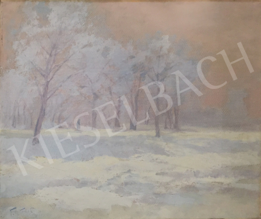 Kézdi-Kovács, László - Blurred Lights in the Winter Forest (Silence) painting