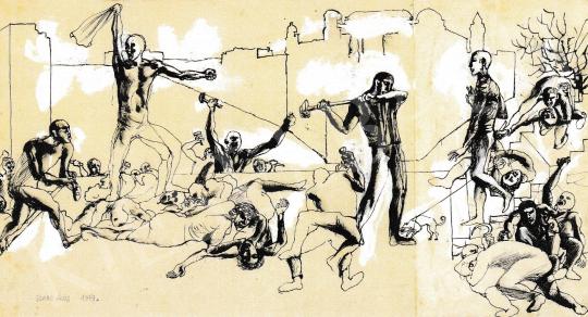  Szabó Ákos - Scéne de révolte (étude), 1959 festménye