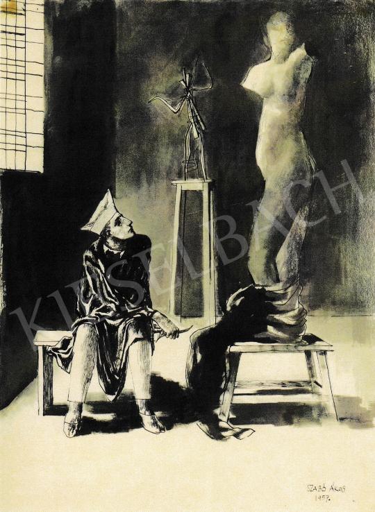  Szabó Ákos - Sculpteur á l'atalier, 1957 festménye