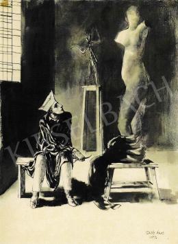  Szabó Ákos - Sculpteur á l'atalier, 1957 