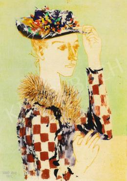 Szabó Ákos - Jeune fille au chapeau fleuri, 1958 