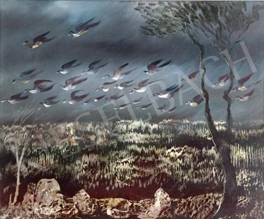  Molnár C. Pál - Szürrealista táj madarakkal festménye